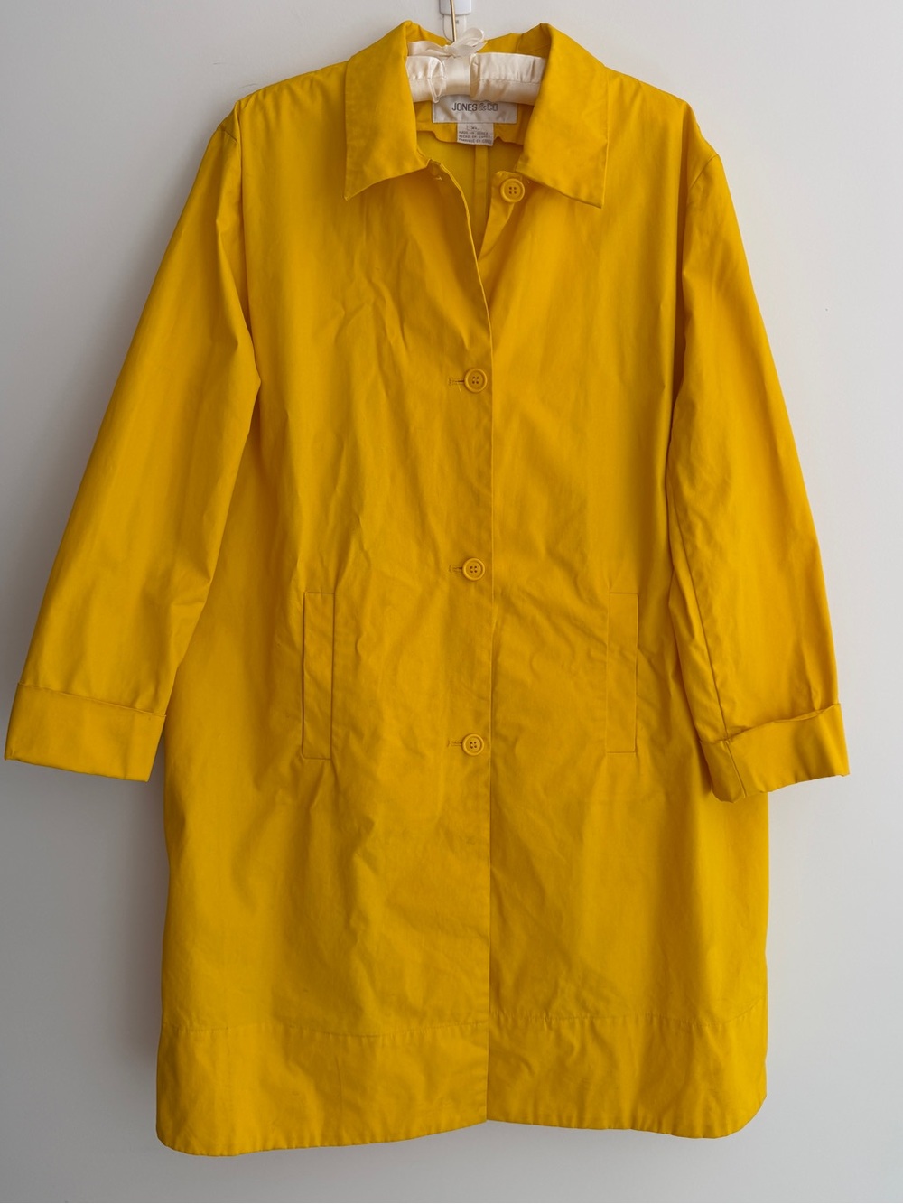JONES & CO Vintage Raincoat Waterproof Coated Cotton Button Front Overcoat